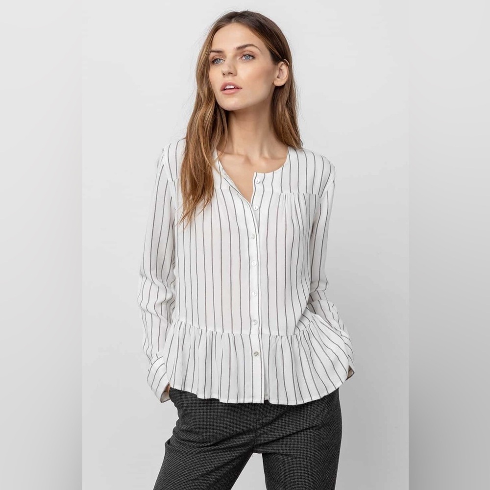 Rails Ruby Button Down Peplum Shirt In San Marino… - image 1